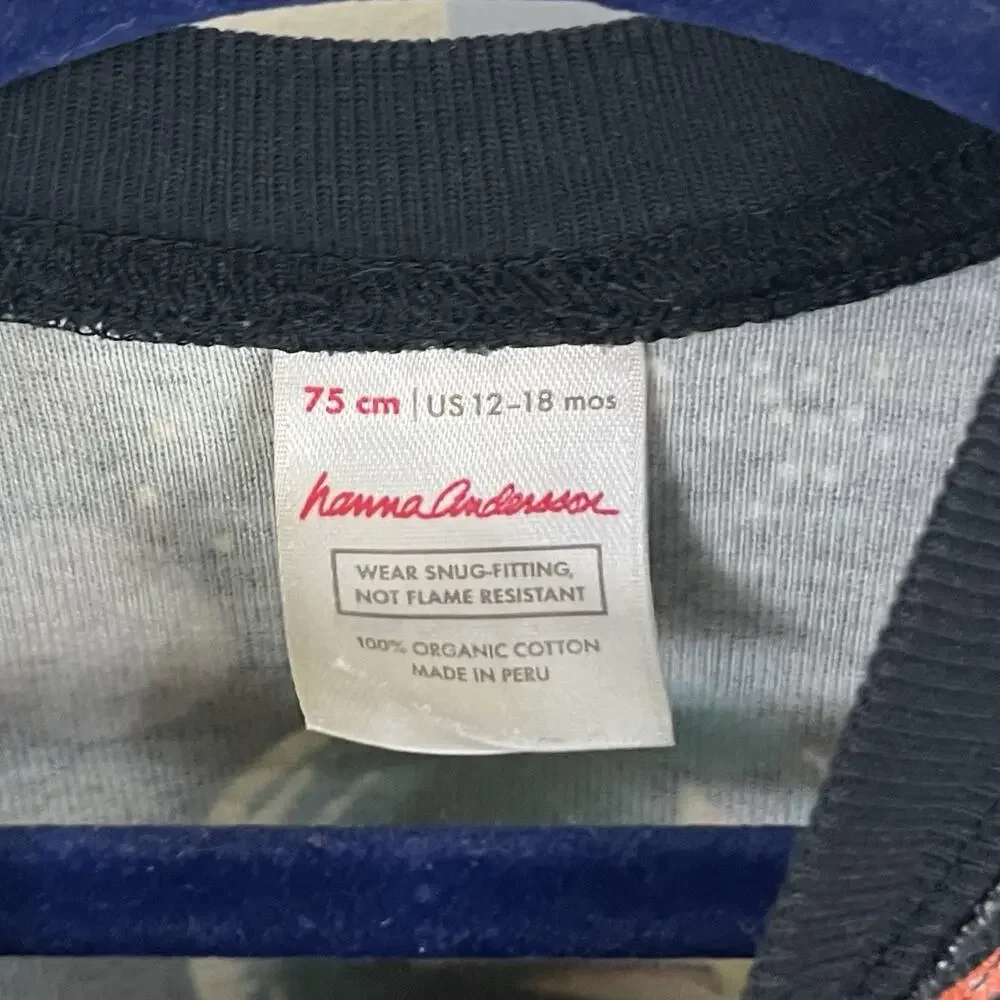 Hanna Andersson Retro Space Print One Piece Pajamas Baby 12-18M Organic Cotton